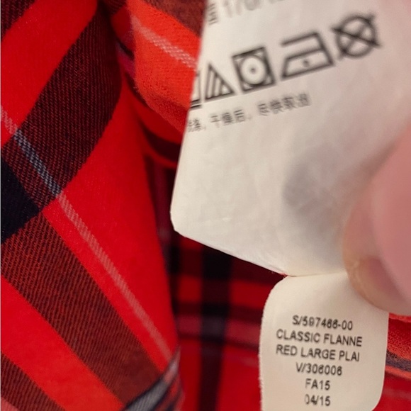 Old Navy Women’s XXL cotton flannel long sleeve button down shirt blue orange - Picture 5 of 10